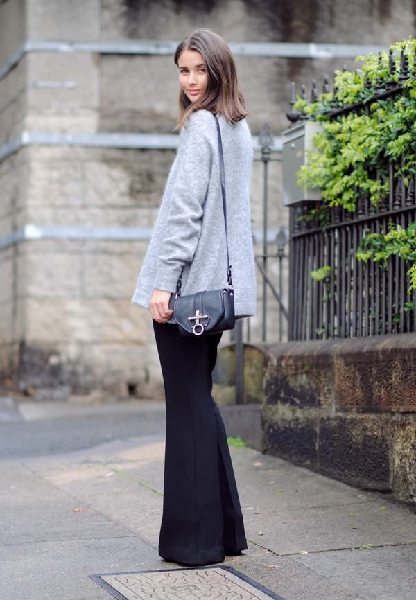 white flared trousers outfit