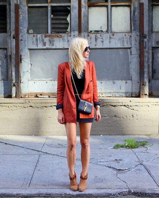 rust blazer outfit