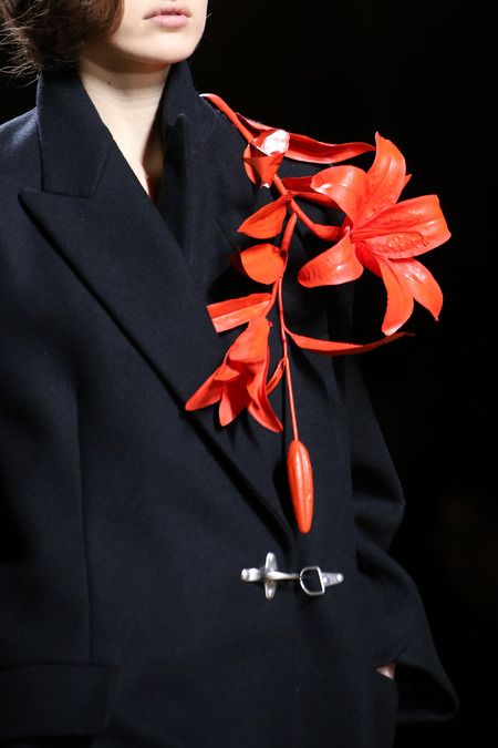 dries van noten brooch black coat