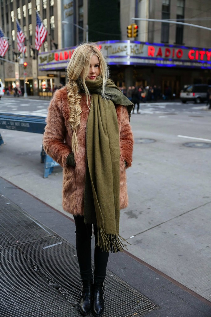 barefoot blonde fur and cashmere scarf