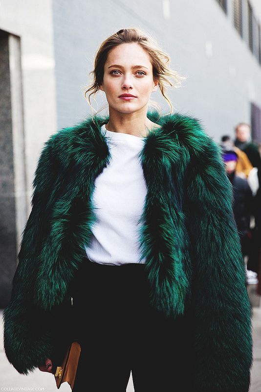 green faux fur